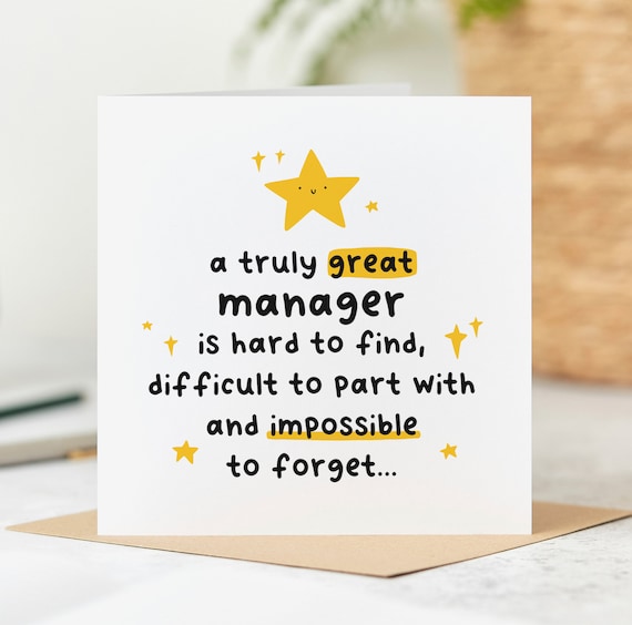 A Truly Great Manager Is Hard To Find - Manager Thank You Card - Personalised Card