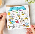 Personalised Teacher Thank You Card -  End Of School - Teacher Appreciation, Personalised Card