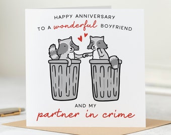 Boyfriend Anniversary Card - My Partner In Crime - Funny Anniversary Card