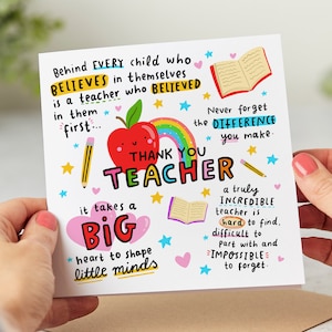 Thank You Teacher Card - Best Teacher Card - End Of Term - End Of School - Teacher Appreciation - Personalised Card