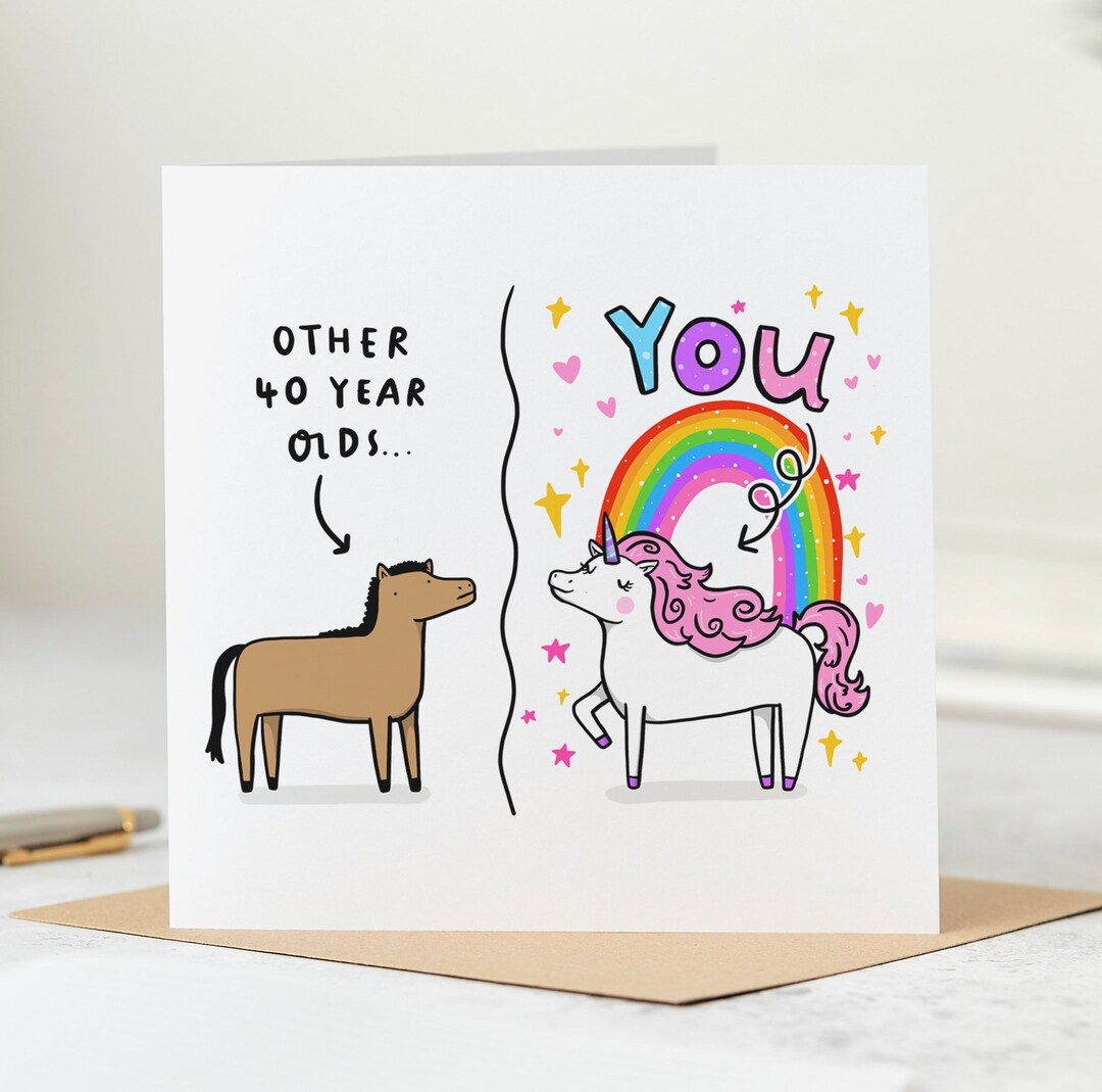 Funny 40th Birthday Card - Unicorn Card - Personalised Card - Etsy UK