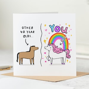Funny 40th Birthday Card - Unicorn Card - Personalised Card