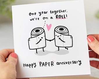Funny 1st Anniversary Card, Paper Anniversary, One Year Together