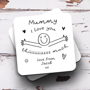 Personalised Mummy I Love You This Much Coaster, We Love You - Mummy Coaster, For Her, Birthday Gift, Mummy Coaster