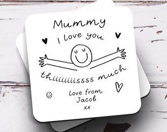 Personalised Mummy I Love You This Much Coaster, We Love You - Mummy Coaster, For Her, Birthday Gift, Mummy Coaster