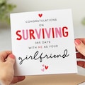 Surviving 365 Days With Me As Your Girlfriend - Funny 1st Anniversary Card - Personalised Card