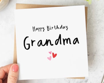 Happy Birthday Grandma Card - Grandma Birthday Card - Hearts - Personalised Card