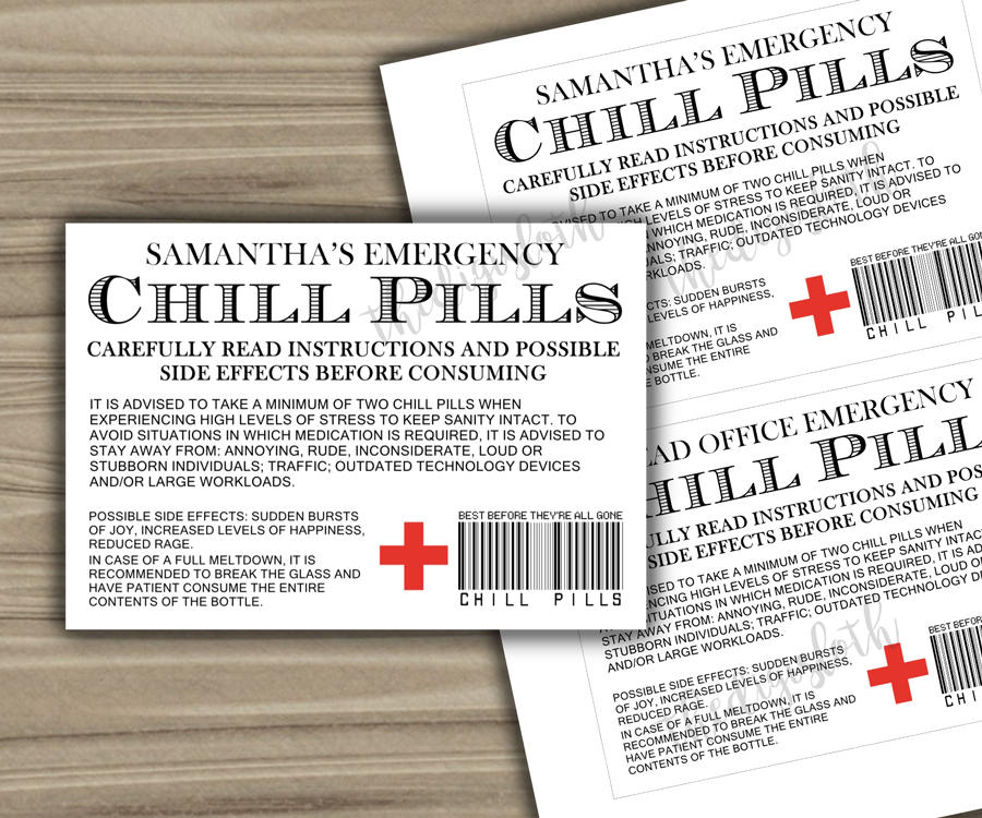 EDITABLE INSTANT DOWNLOAD Chill Pills Printable Label | Etsy