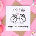 Funny 1st Anniversary Card - We're On A Roll - Paper Anniversary Card - Personalised Card