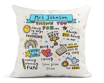 Personalised Teacher Thank You Cushion - End of Term Gift