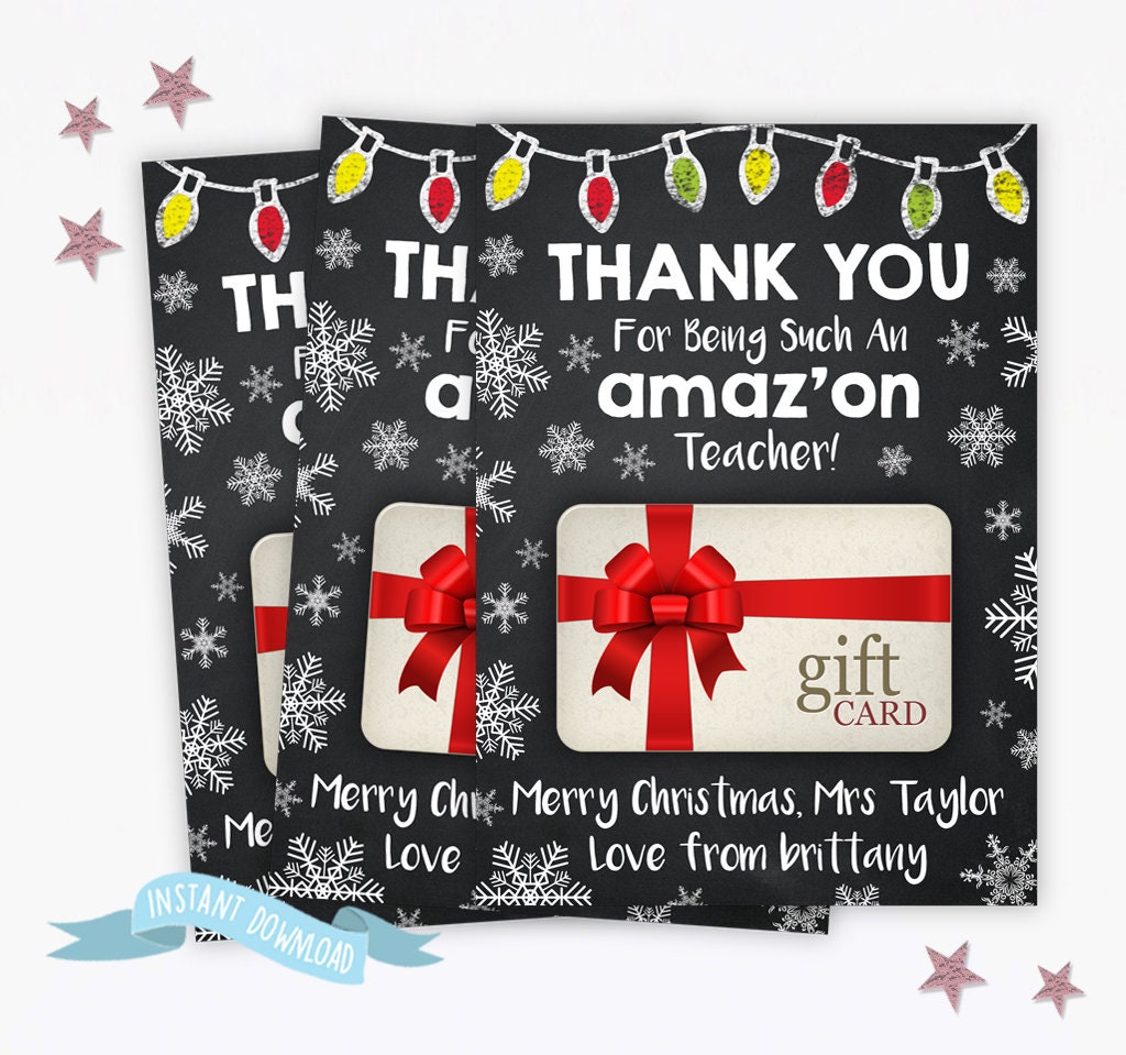 PRINTABLE Amazon Teacher Christmas Gift Card Holder CUSTOM Etsy