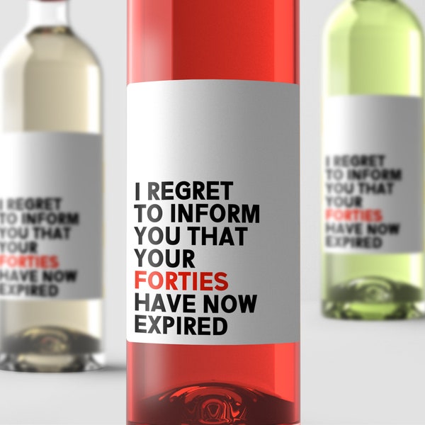 Your Forties Have Now Expired Wine Label - Funny Milestone Birthday Gift, 50th Birthday