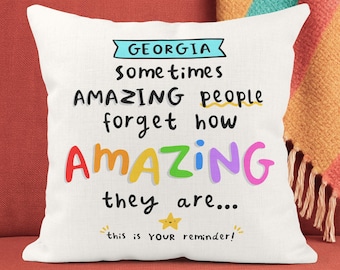Personalised Amazing People Cushion - Custom Name Gift - Thank You, Appreciation, Birthday Gift