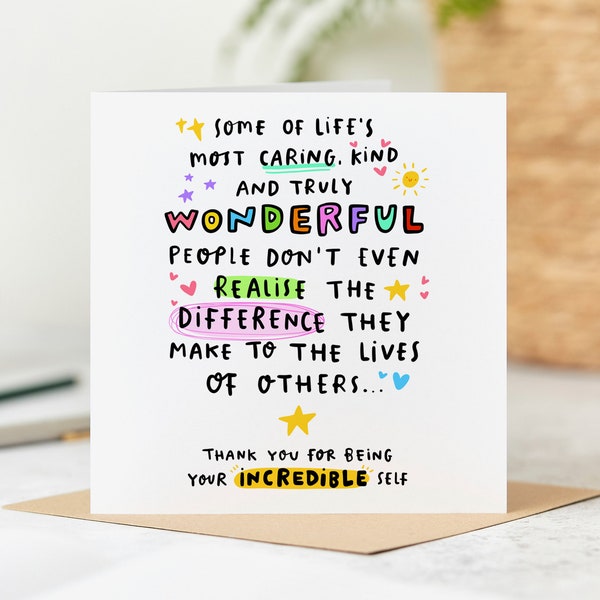 Thank You For Being Your Incredible Self Card - Thank You Card, Birthday Card, Appreciation Card, Personalised Card