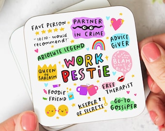 Work Bestie Coaster - Colleague Gift - New Job Leaving Gift - Birthday Gift