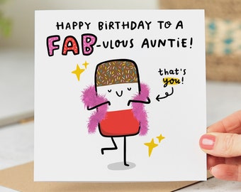 Fab Auntie Birthday Card - Funny Auntie Birthday Card - Happy Birthday To A Fabulous Auntie - Personalised Card