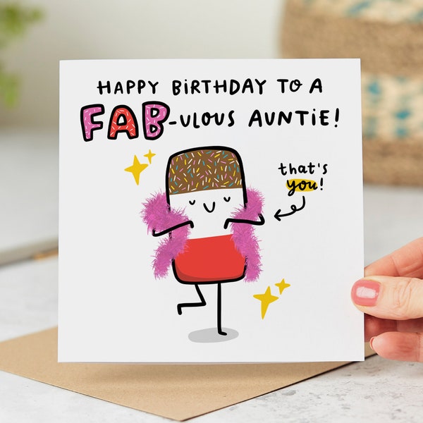 Fab Auntie Birthday Card - Funny Auntie Birthday Card - Happy Birthday To A Fabulous Auntie - Personalised Card