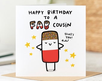 To A Fab Cousin Birthday Card - Funny Cousin Birthday Card - Personalised Card