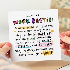 My Work Bestie Birthday Card - What Is A Work Bestie, Colleague, Co-Worker, Work Wife, Work Husband, Personalised Card