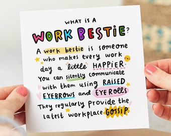 My Work Bestie Birthday Card - What Is A Work Bestie, Colleague, Co-Worker, Work Wife, Work Husband, Personalised Card