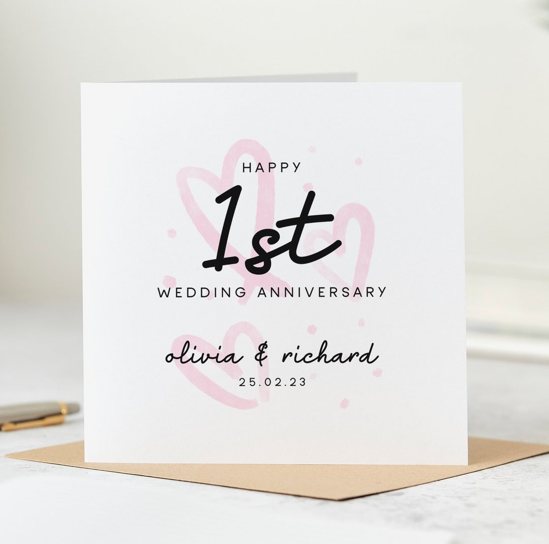 Personalised 1st Wedding Anniversary Card, Couple Card - Etsy