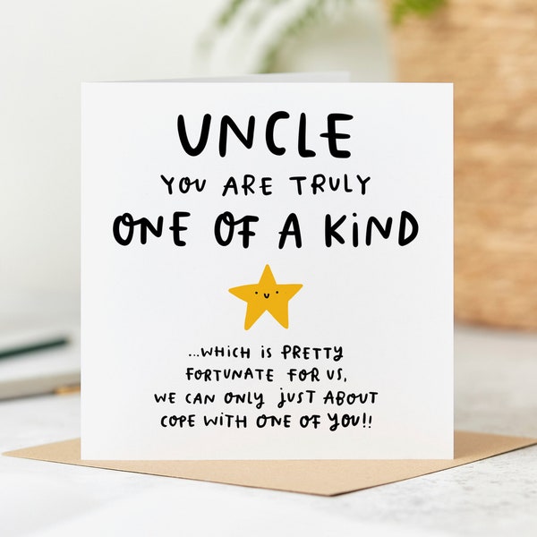 Uncle You Are One Of A Kind Card - Funny Uncle Birthday Card, Best Uncle Birthday Card, Joke Card