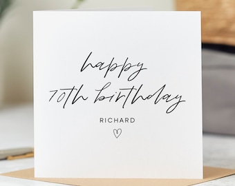Personalised 70th Birthday Card, Any Name, Happy 70th Birthday