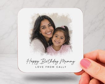 Posavasos personalizado para el cumpleaños de mamá con foto, regalo personalizado con foto para mamá.