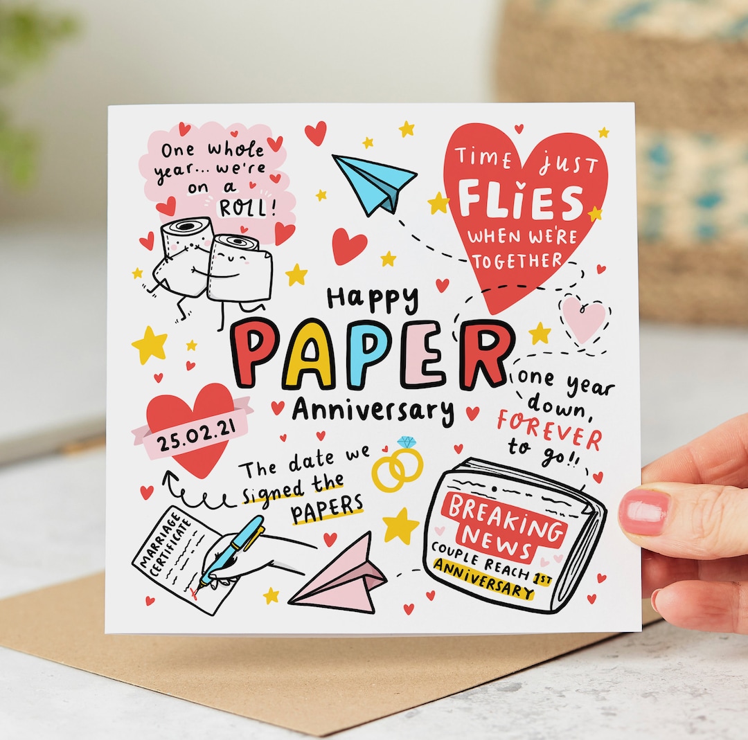 Personalised 1st Anniversary Card - Paper First Wedding for Husband ...