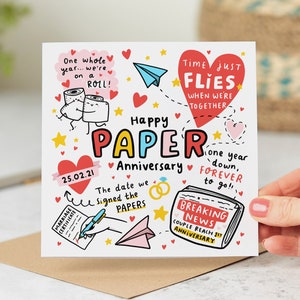 Personalised 1st Anniversary Card - Paper Anniversary Card - One Year Down Forever To Go