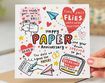 Personalised 1st Anniversary Card - Paper Anniversary Card - One Year Down Forever To Go