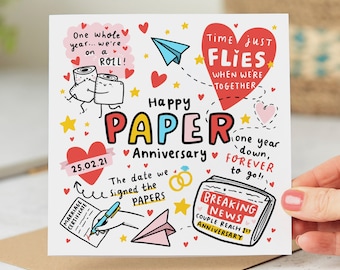Personalised 1st Anniversary Card - Paper First Wedding For Husband Wife