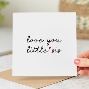 Love You Little Sis Card - Little Sister Birthday Card - Personalised Card