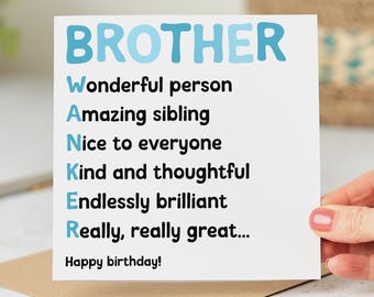 Brother Wanker Birthday Card - Funny Sibling Birthday Card, Rude Sweary Card