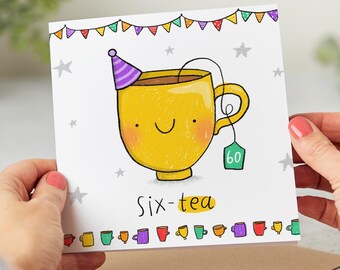 Carte rigolote 60e anniversaire, Six thés