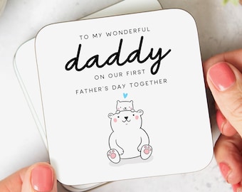 Posavasos para el primer Día del Padre, Regalo para papá, Regalo para el primer Día del Padre, Para mi maravilloso papá en nuestro primer Día del Padre juntos