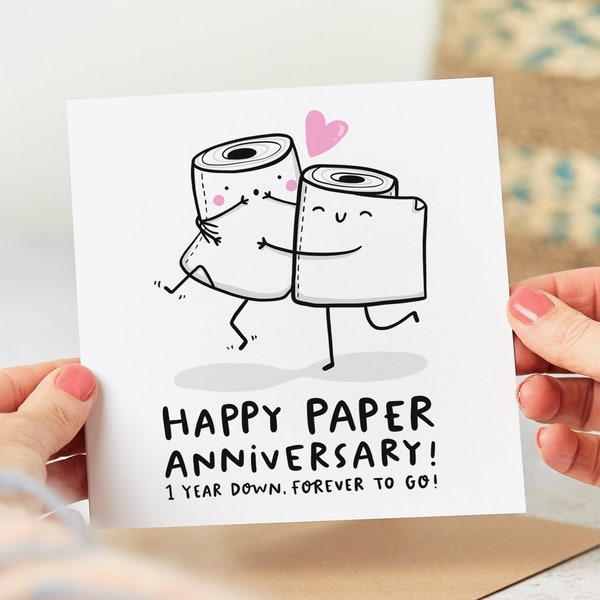 Happy Paper Anniversary Card, Funny 1st Anniversary Card, 1 Year Down Forever To Go, Paper Anniversary Card, Personalised Card