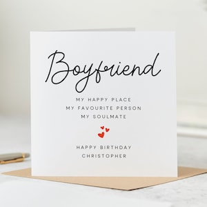 Boyfriend Personalised Birthday Card, My Favourite Person, My Happy Place, My Soulmate