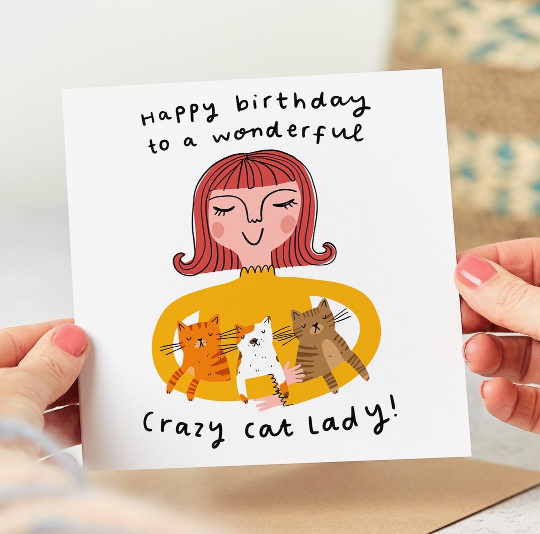 Crazy Cat Lady Birthday Card - Funny Birthday Card, for Her - Etsy