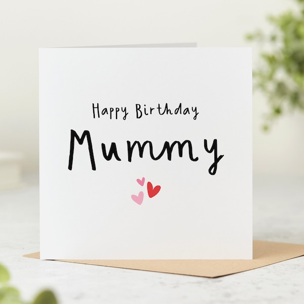 Happy Birthday Mummy - Mummy Birthday Card - Hearts - Personalised Card