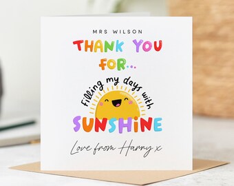 Personalised Teacher Thank You Card - Sunshine