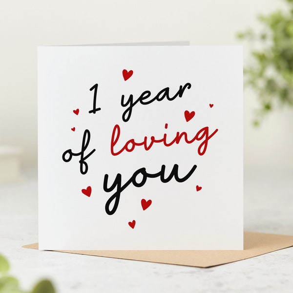 1 Year Of Loving You, Anniversary Card, 1st Anniversary Card, Husband Wife, Boyfriend, Girlfriend