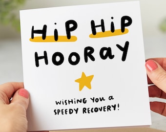 Hip Hip Hooray, Funny Get Well Card, Friend, Hip Operation, Hip Surgery Card, Recovery Card - Personalised Card