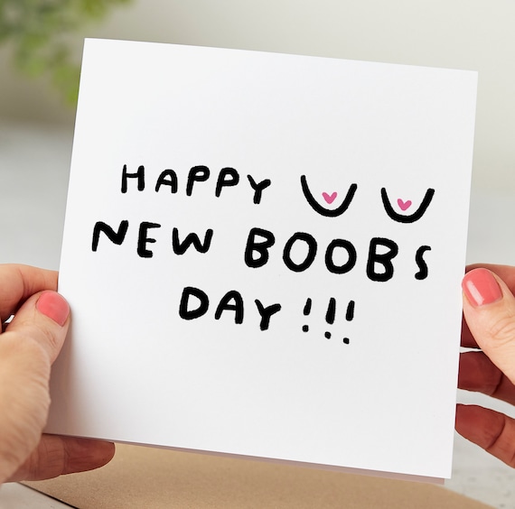 Happy New Boobs Day - Funny Boob Job Card, Congratulations, Good Luck Card, Breast Enlargement, Surgery Card