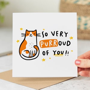 So Very Purr-oud Of You - Funny Congratulations Card - Personalised Card