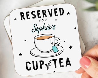 Personalised Name Cup Of Tea Coaster - Funny Gift For Him, For Her, Coworker, Colleague, Office Gift