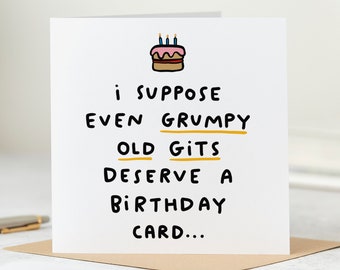 Funny Grumpy Old Man Birthday Card – Handmade Hilarious Gift - Etsy UK