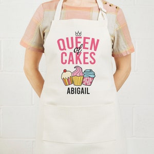 Queen Of Cakes Personalised Apron - Birthday Gift, Christmas Gift, Baker Gift