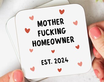 Posavasos "Mamá, puta, dueña de casa": regalo divertido para casa nueva, felicitaciones, inauguración, primera casa, nuevo propietario, regalo grosero