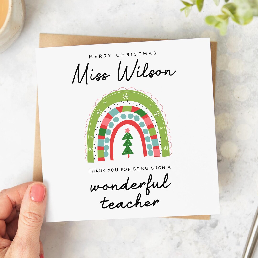 Personalised Christmas Card for Teacher, Wonderful Teacher Christmas ...